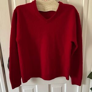 Turnbury Extra Fine Merino Wool V-Neck Sweater Pullover Valentines Red Womens XL